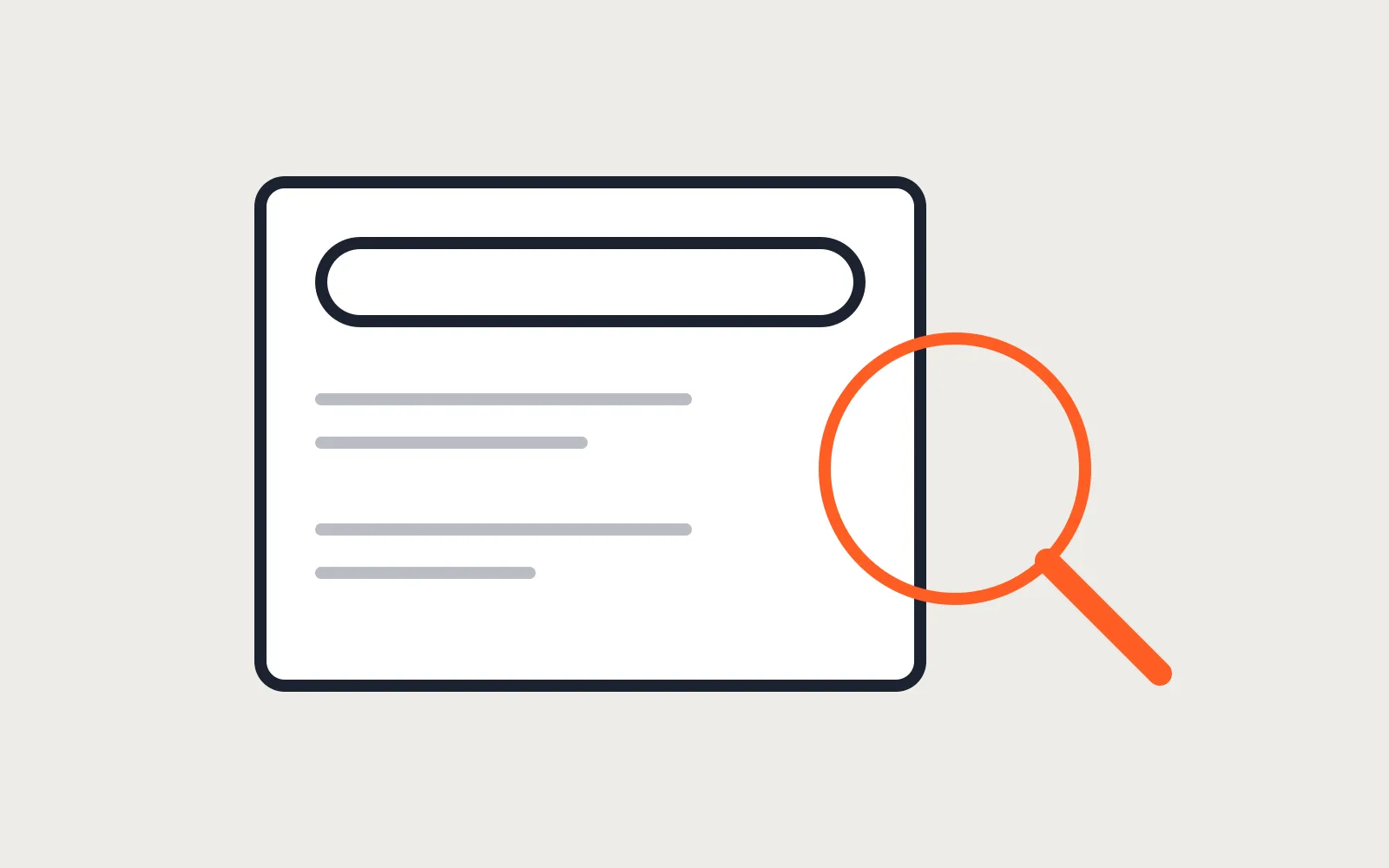 A search page with an orange magnifying glass held over it