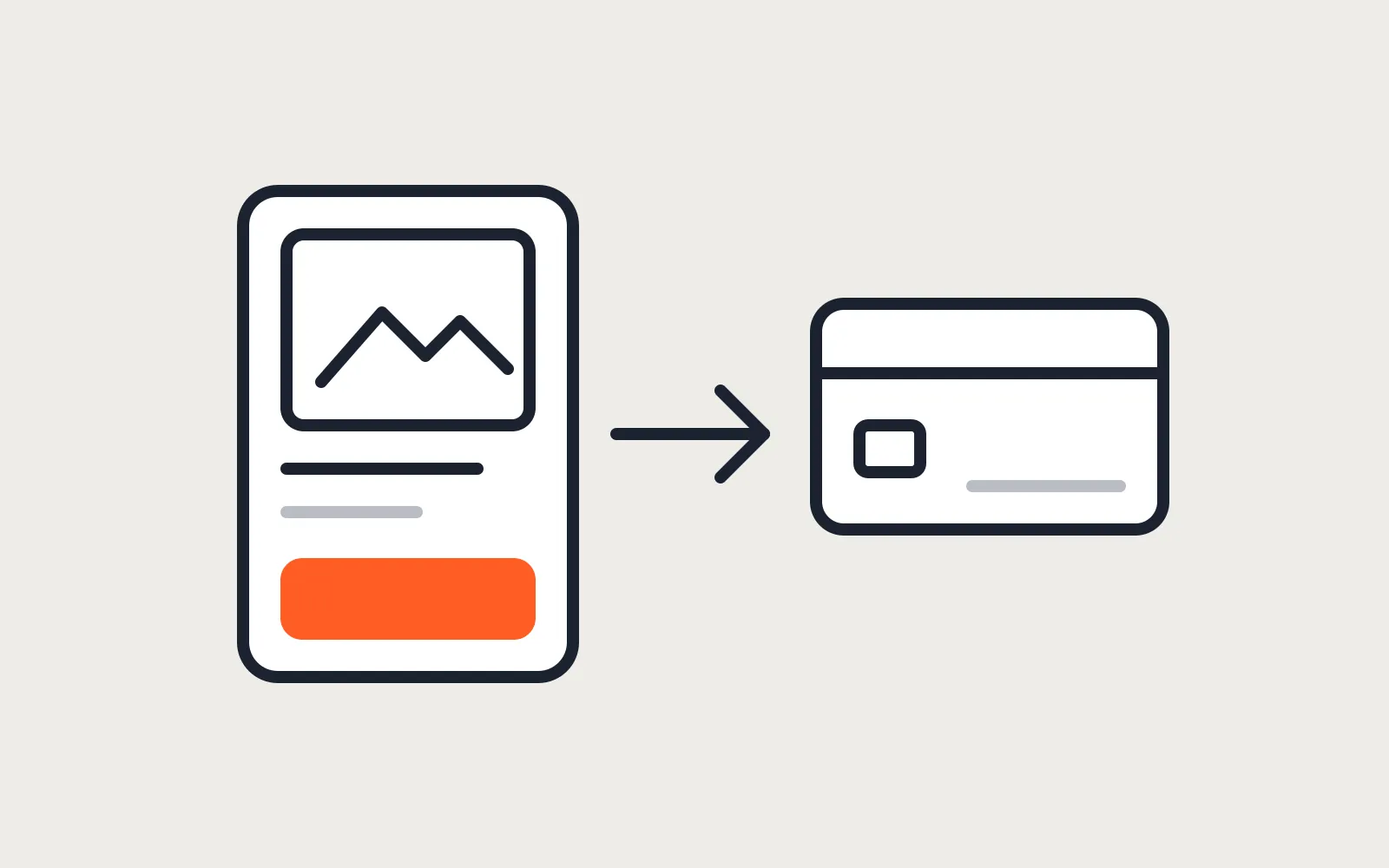 A simple product page with one orange buy button leading to a card