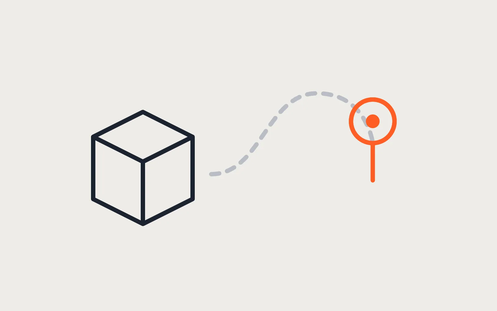 A parcel with a route to a map pin